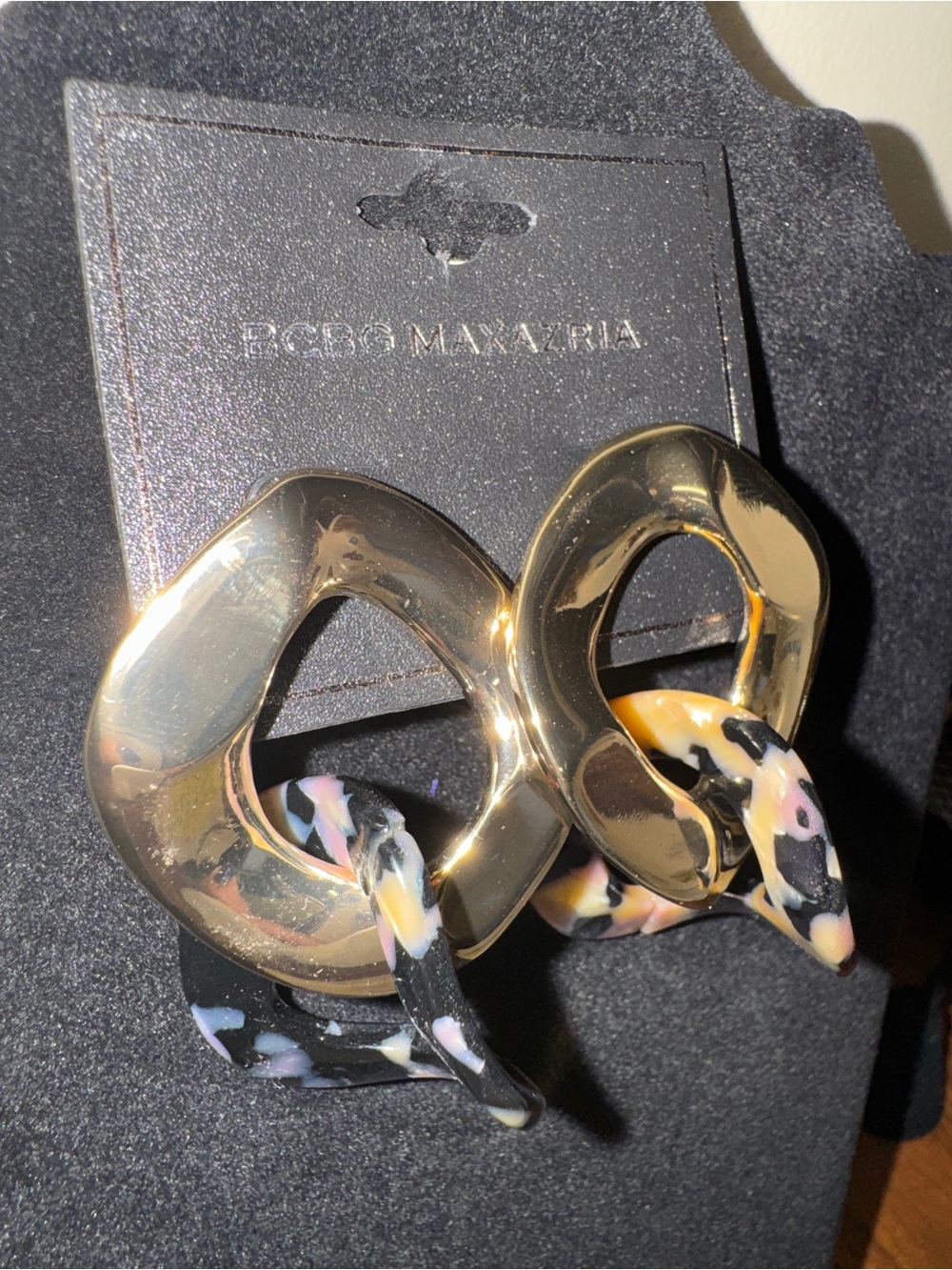 BCBGMaxAzria Gold Link Earrings with Marbled Accents